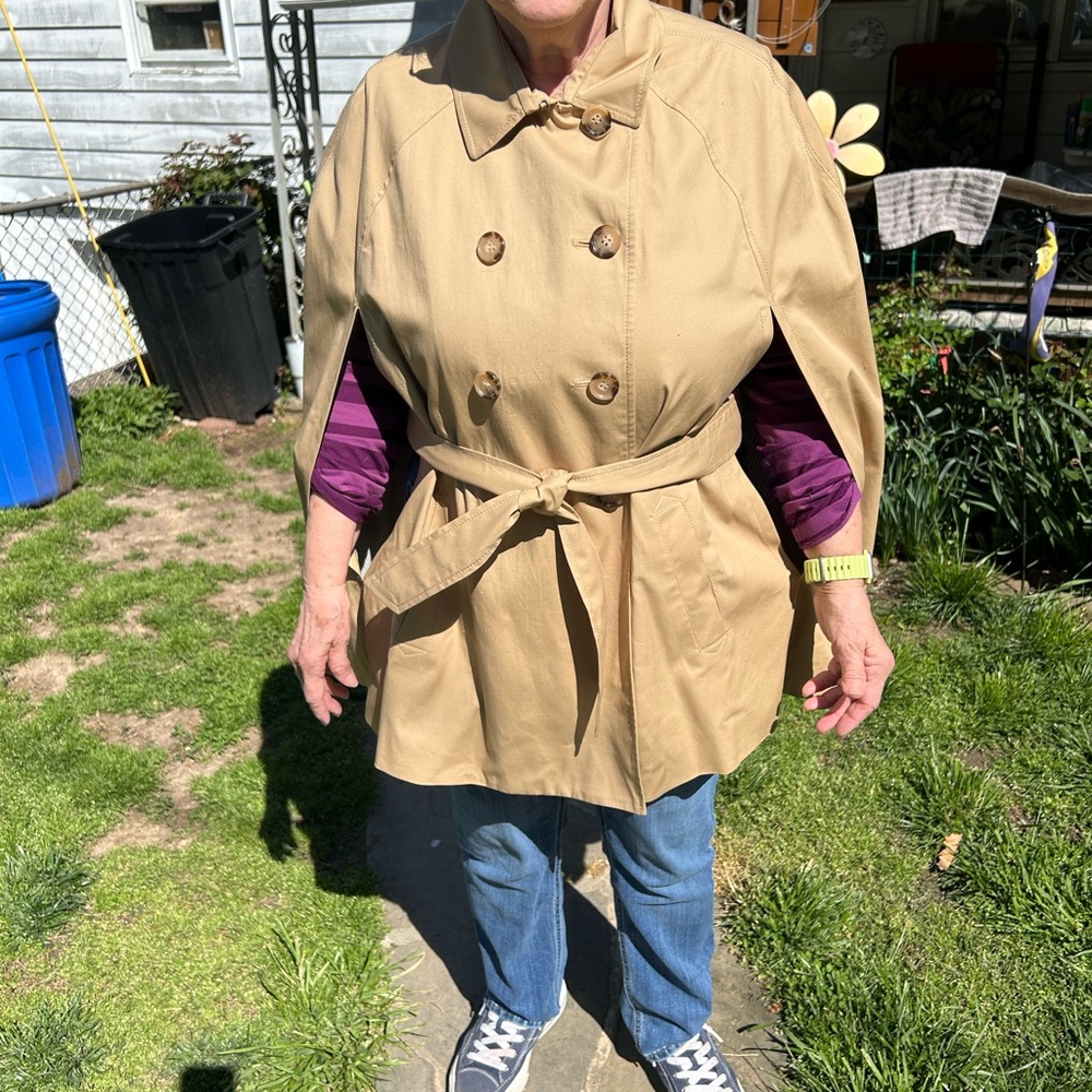 Talbots Tan Utility cape with Belted Waist